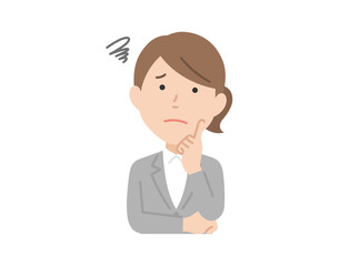 悩む,スーツ女性