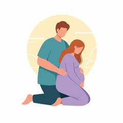 Loving Expectant Couple Illustration