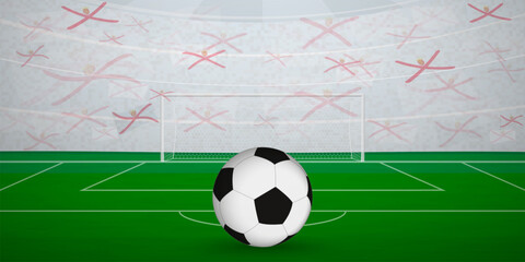 Jerseyman Football Arena Full of Fans with National Flags, Sports Event Illustration.