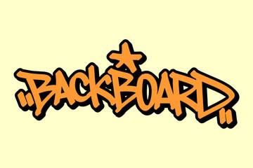 Backboard graffiti tag in vibrant orange with bold black outline on yellow background. Urban street flair meets basketball energy.perfect for sports visuals, hip hop culture, and eye-catching designs.