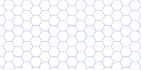 Blue hexagonal seamless pattern shows a geometric honeycomb structure with a technology design