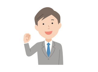 ガッツポーズ,スーツ男性