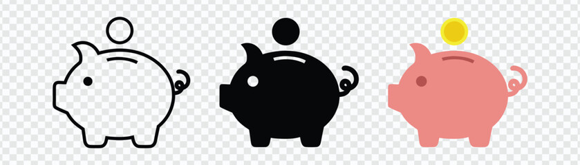 Piggy Bank Icons Money Savings Finance Coin Investment Cash Budget
