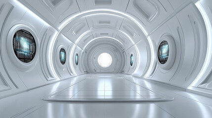 High-tech 3D visualization of a digital construction site dashboard with holographic displays, set against white 