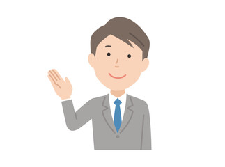 案内,スーツ男性