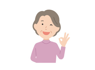 グッドサイン,高齢女性