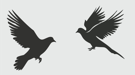 Obraz premium Pigeon silhouette, flying dove silhouette vector