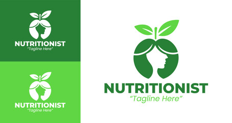 Creative and Professional Nutritionist Logos with Apple Symbol and Green Color