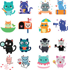 Adorable Cats in Whimsical Adventures Celebrating Curiosity, Friendship, Magic, and Everyday Joys with Playful Felines.eps