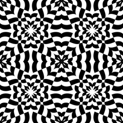 Abstract Seamless Geometric Floral Black and White Pattern. 