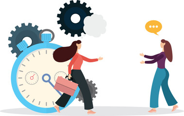 Business strategy with digital marketing series planning.Effective and precise timing for advertisement,flat characters.