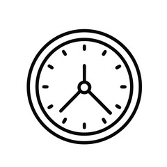 Simple Outline Clock Icon Generic Vector Design for Time Schedule and Appointment Concepts on a Clean White Background Ideal for UI UX Design
