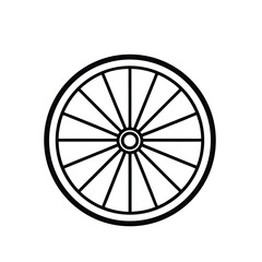Fototapeta premium Cycling Wheel Silhouette Vector Outline Minimalist Design for Sports Transportation and Graphic Projects on White Background