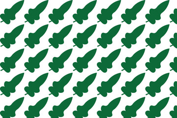 Seamless Pattern of Stylized Green Leaves on White Background