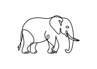 Continuous line art of elephant. vector illustration