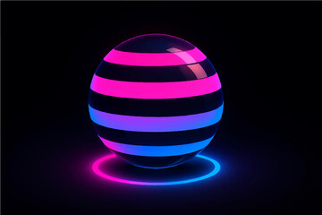 Purple Easter egg on black background with colorful 3D decoration