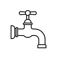 Simple Water Tap Outline Vector Illustration on White Background for Plumbing Hygiene and Water Conservation Designs