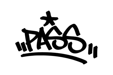 Graffiti tag “Pass” in bold black lettering on transparent background. Captures the smooth flow of basketball passing, perfect for urban and sports-inspired street art.