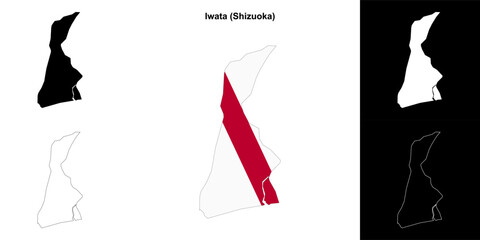 Iwata (Shizuoka) outline map set