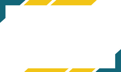 Fototapeta premium Modern geometric frame design with teal and yellow corner accents on a white background. Ideal for business templates, presentations, or banners with a professional and creative layout.