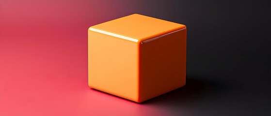 Obraz premium Orange Cube On Gradient Background