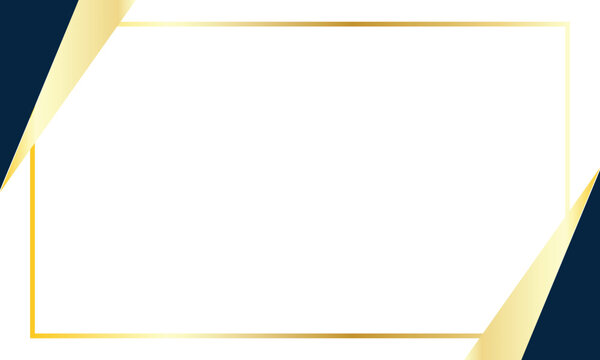 Elegant gold border frame on a white background with dark blue and gold corner accents. Perfect for invitations, certificates, announcements, or luxury branding with a modern, clean look.
