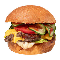 Isolated portion of american classic cheeseburger
