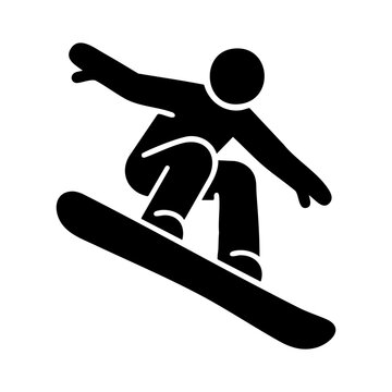 Snowboarding icon with person in motion