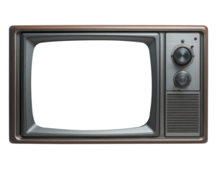 Retro CRT TV Cut Out, Vintage 70s-80s Television Isolated Image.