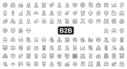 Extensive B2B Icon Set Business, Commerce, and Supply Chain Icons