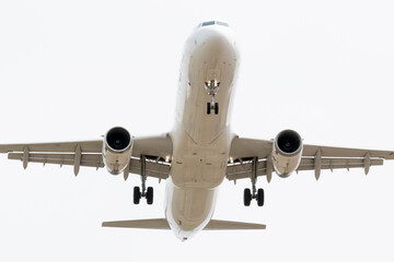 Airplane landing  against white background