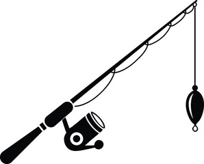 Fishing vector with Fishing rod and hook and fish on white background