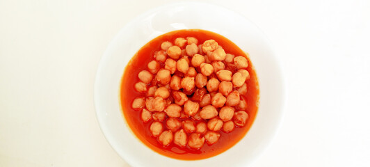 Traditional delicious Turkish food; Chickpea stew (Turkish name; Nohut pilaki)
