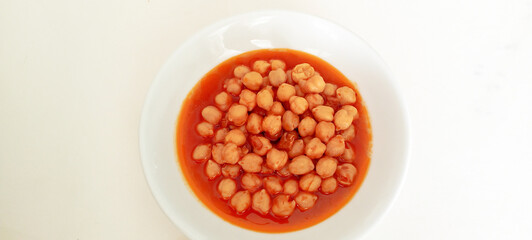 Traditional delicious Turkish food; Chickpea stew (Turkish name; Nohut pilaki)
