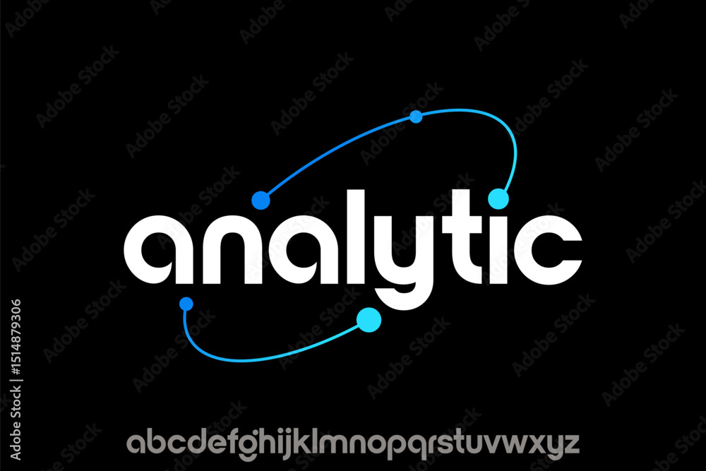 Fototapete minimal elegant font lowercase alphabet rounded graphic vector illustrations