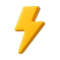 3d lightning bolt icon isolated on transparent background. Energy and power concept