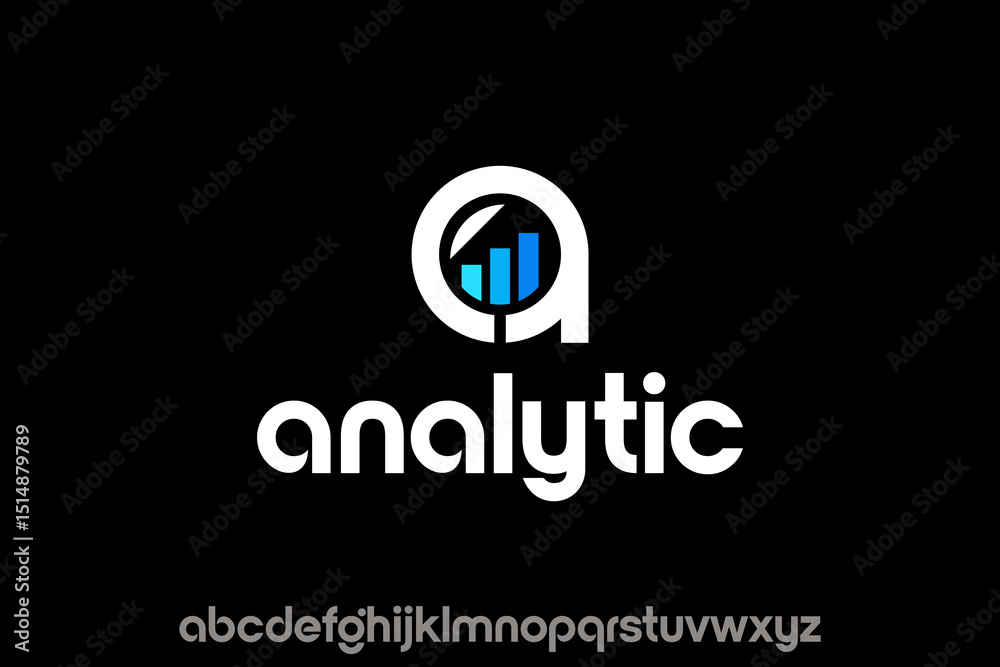 Fototapete minimal elegant font lowercase alphabet rounded graphic vector illustrations