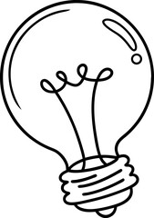 Simple lightbulb outline, transparent background creative idea, innovation, minimalistic inspiration symbol illustration