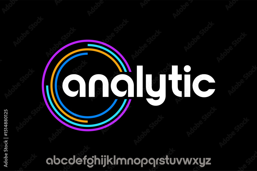 Fototapete minimal elegant font lowercase alphabet rounded graphic vector illustrations