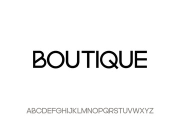 word boutique modern Minimal elegant font alphabet graphic vector illustrations