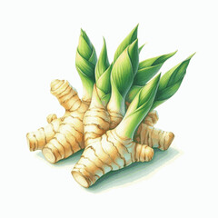 Pine Earth Galangal root isolated watercolor vector illustration svg