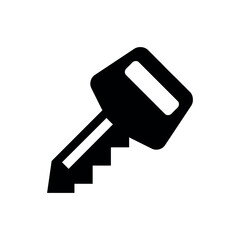 vector illustration of key, A solid black silhouette of a modern key, representing access, security, or solutions in digital and real-world contexts