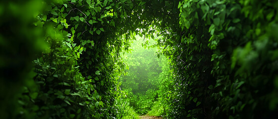Obraz premium Green Foliage Tunnel With Path