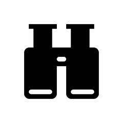 vector illustration of Binoculars, A solid black silhouette of binoculars, signifying observation, search, discovery, or looking into the distance