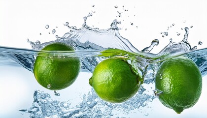 lime in water isolated on white background