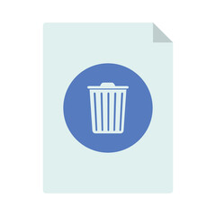 Document with trash bin icon. Delete file. Recycle symbol. Data removal