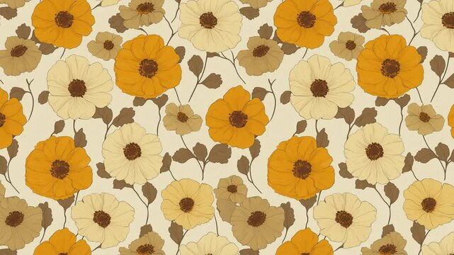 Retro Floral Pattern Loop Animation Background