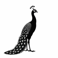 Fototapeta premium Black And White Peacock Illustration