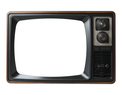 Classic Old Television PNG with Transparent Background for Design Use.