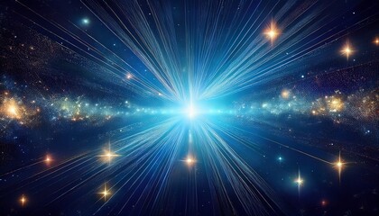 Fototapeta premium dark blue background with stars and bright light